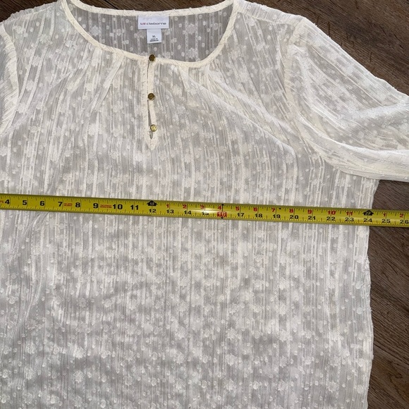 Liz Claiborne • Ivory Textured Sheer Blouse - Picture 4 of 13